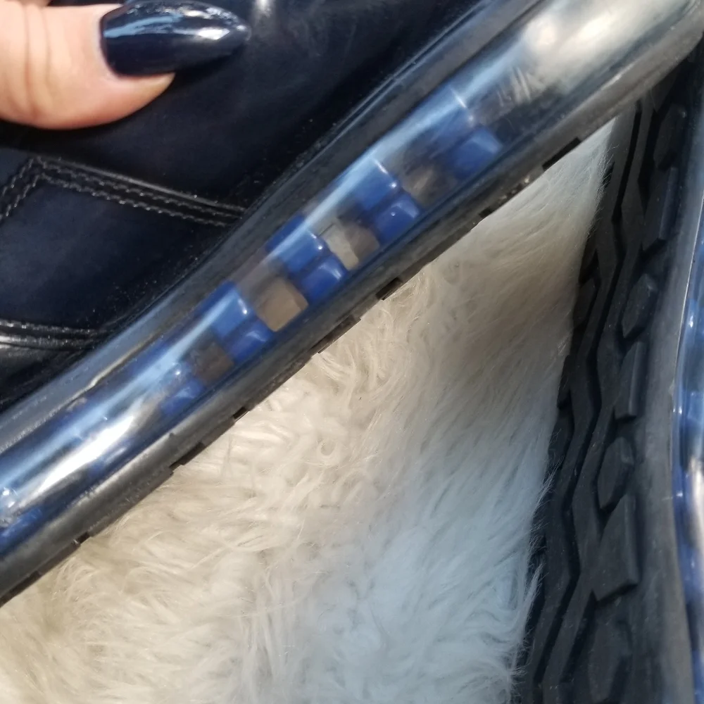Prada Brushed Leather Transparent Sole Loafer Navy